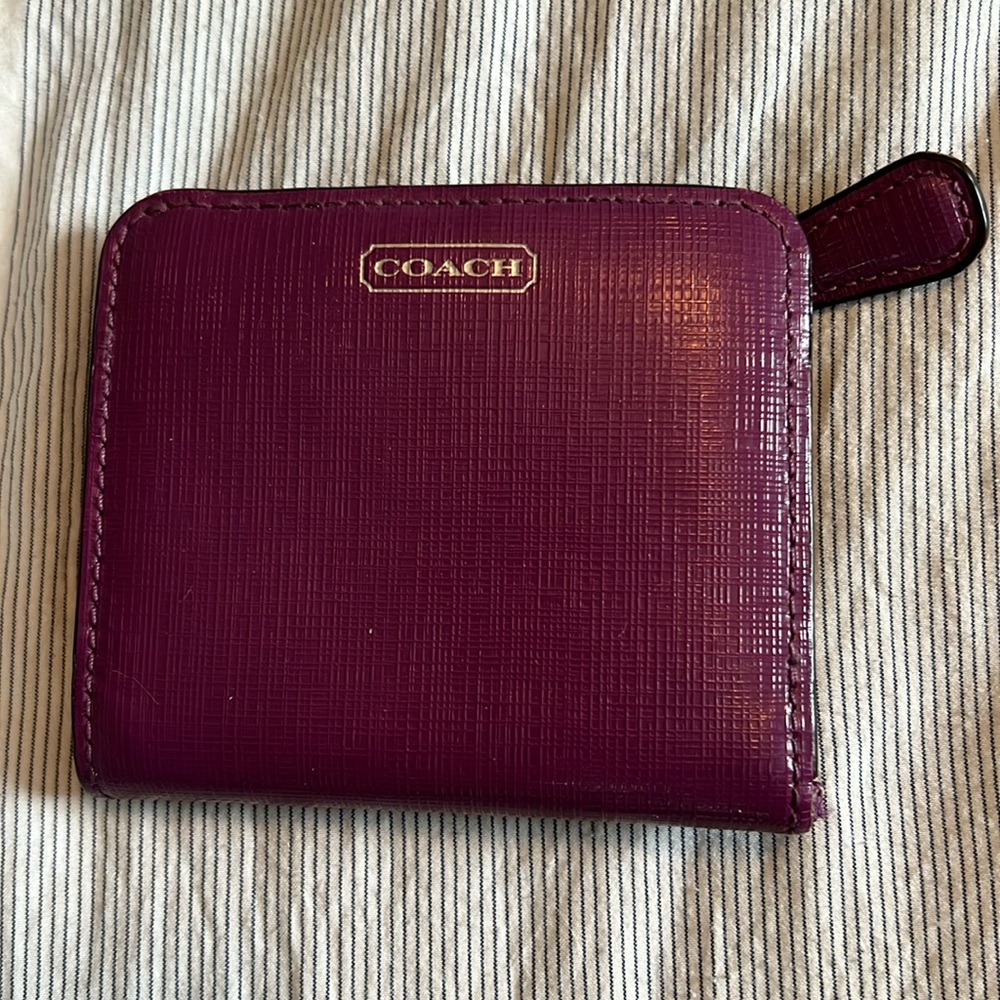 Purple coach bifold wallet